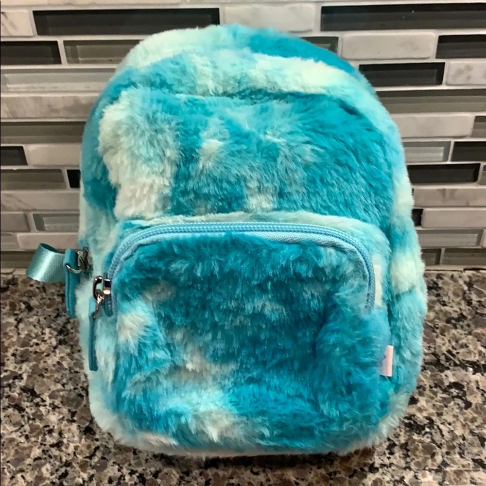 New Girls' Faux Fur Mini Backpack -‎ Green